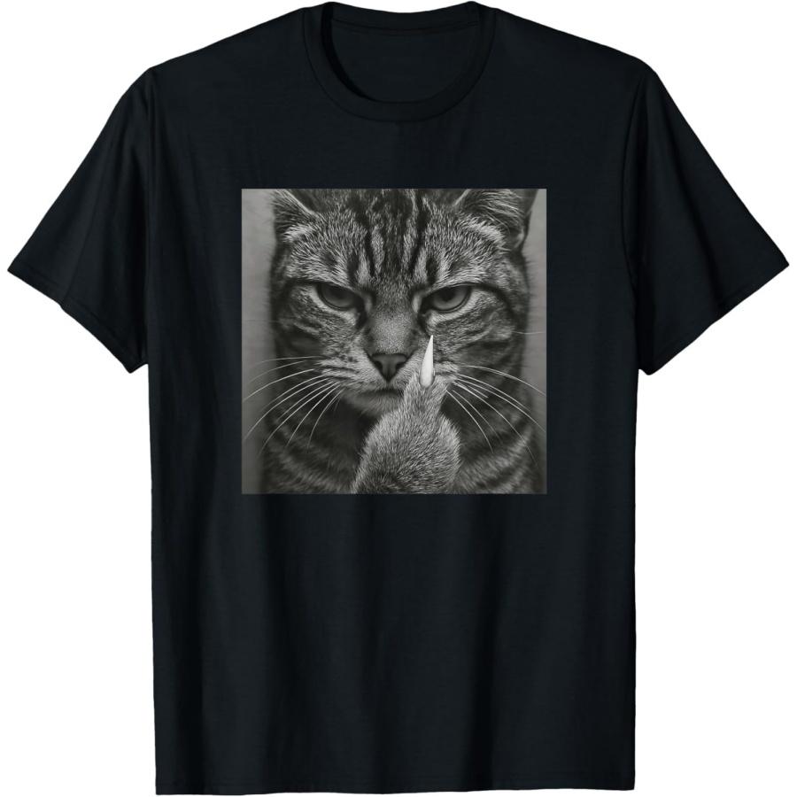Funny Angry Cat with Middle Finger Meme T-Shirt XXXXXL разноцветный