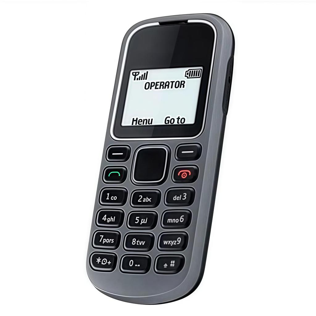 GSM2G Feature Phone for Elderly: Compact Candybar with Buttons, Ideal for Backup and Foreign Travel.