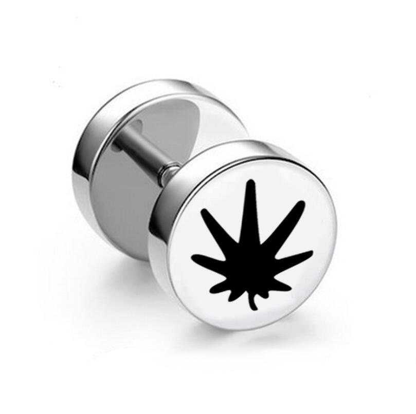 1Pc Punk Black Stainless Steel Round Stud Earrings Women Men Gothic Tunnel Barbell Dumbbell Earings Ear Piercing Zircon Gifts