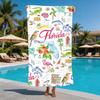 Florida Tropical Wildlife Watercolor Beach Towel Large Size Lightweight Seaside Towel For Summer Beach Trip
