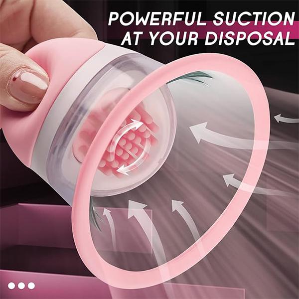 Nipple Sucker Strong Suction Stimulation Massager and 10 Vibrator Rotating Modes, Rechargeable Adult Toys for Fun Three Pairs of Massage Heads