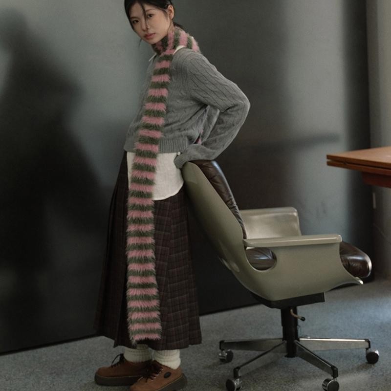 Knit Scarf for Women Long Skinny Belt Necktie Neck Scarf Girls Photo Props Long Neckerchief Skinny Scarf Necktie