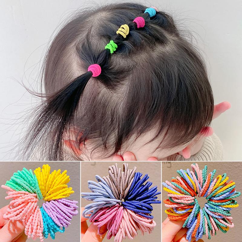 100Pcs/Set Kid Cute Colorful Basic Spiral Small Elastic Hair Bands Pigtail Hair Tie Rubber Band Scrunchie Girls Hair Accessories