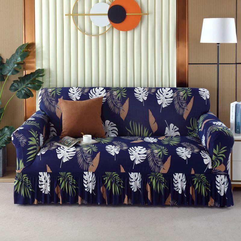 1pc Stretch Sofa Slipcover, Sofa Cover with Skirt, Couch Cover Furniture Protector, for Bedroom Office Living Room Home Decor