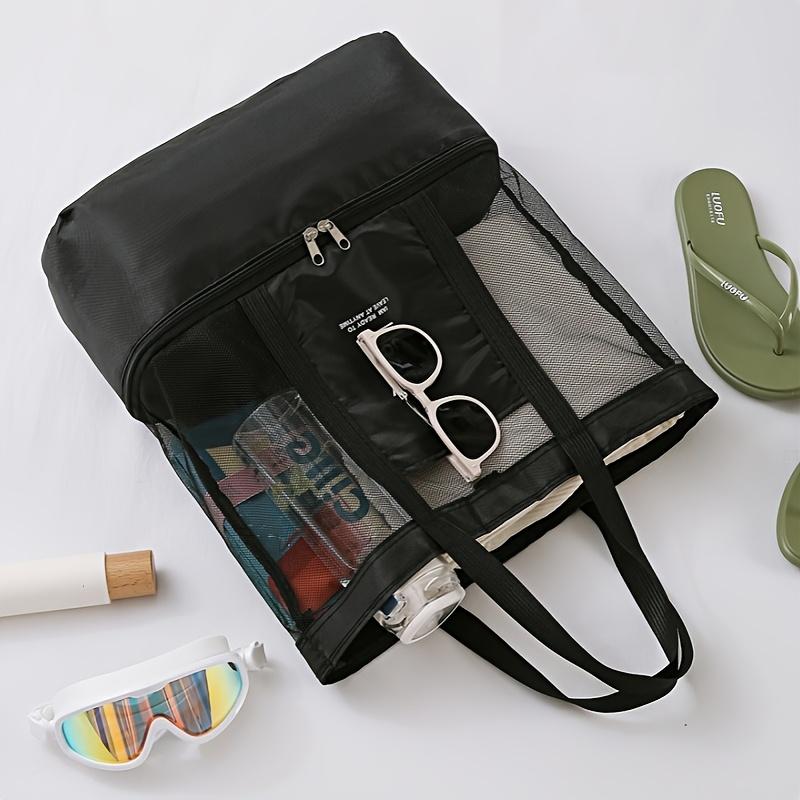 Lightweight Foldable Beach Bag for Women with Cooling Compartment Durable Polyester Vacation Style Hand Washable, Perfect for Towels & Swimsuits