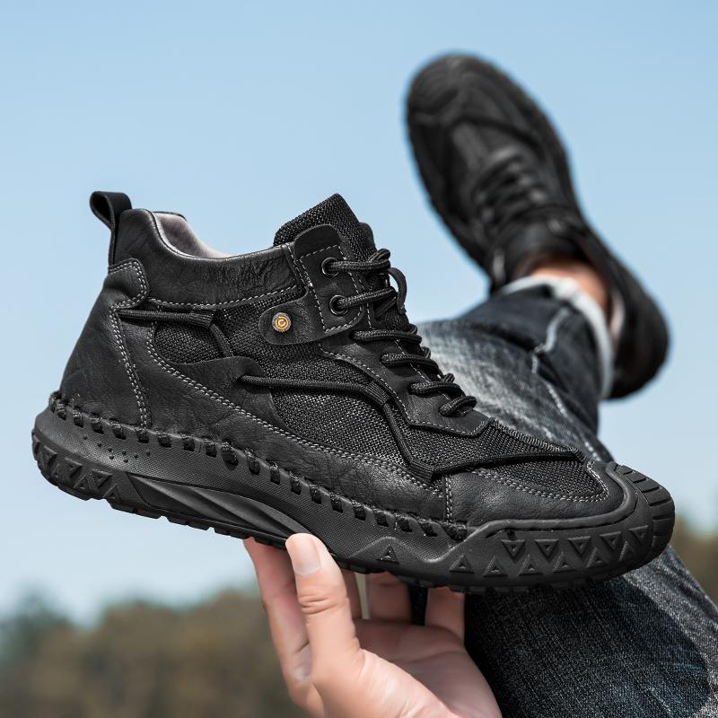 Men's Leather Casual Shoes Handmade  Soft  Working Shoes Leather Ankle Boots Large Size Driving Moccasins Shoes