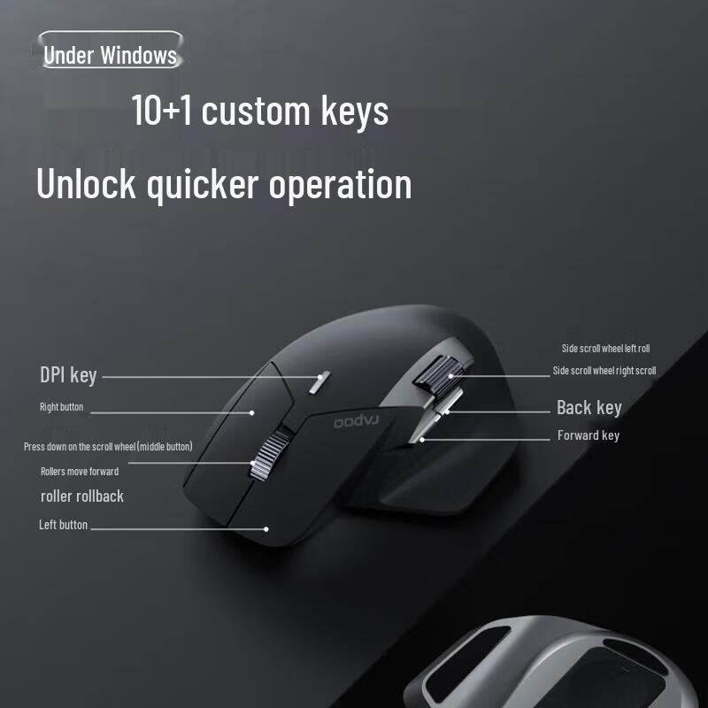 Rapoo MT760NL Starflash Triple Mode Ergonomic Silent Wireless Mouse