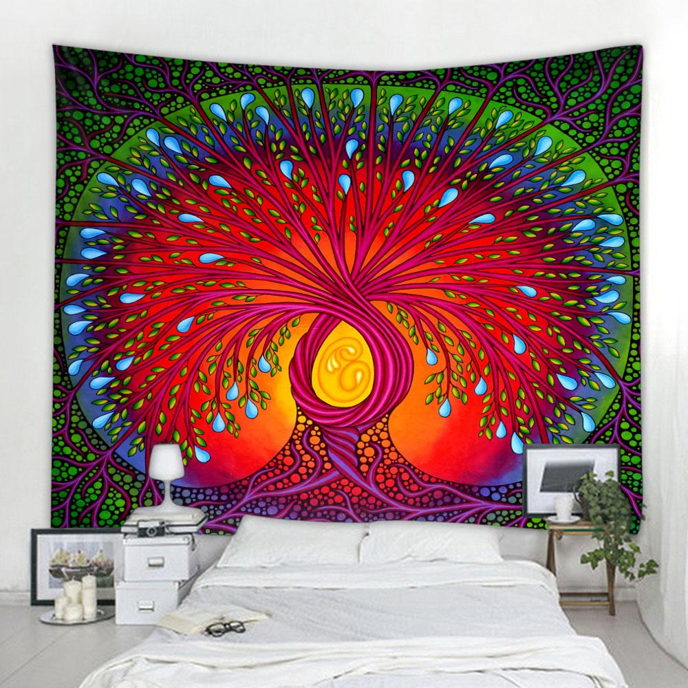 Tree of Life Tapestry Wall Hanging Room Decoration Aesthetics Yoga Mat Starry Sky Landscape Home Mural Decoration Altar Cloth