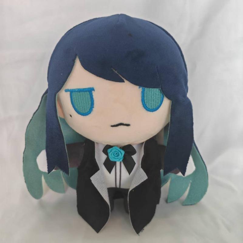 New Cute Ado Singer Plush Ado Character Dolls with Blue Bow and Black Outfits Soft Stuffed Plushies for J-Pop Fans Kids Birthday Gift Home Decoration