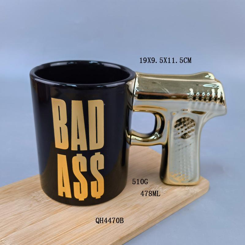 Kreatywne ceramiczne kubki w kształcie pistoletu, galwanizowane kubki rewolwerowe, kubki z uchwytem o nieregularnym kształcie, kubki do kawy w kształcie 3D