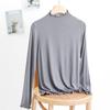 Children's White Modal Long Sleeve T-Shirt with Half-High Collar for Fall/Winter - Girls' Base Layer