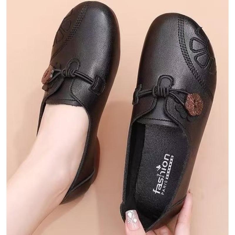 

Осень Весна Женские Натуральная Кожа Ручная Работа Балетки Нескользящая Обувь Женские Лоферы Повседневная Обувь Мама Мягкая Удобная Обувь 40 чёрный