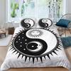 Black and White Yin Yang Duvet Cover Chinese Style Gossip Koi Couple Fish Mysterious Art Theme for Boy Girls Adult Bedroom Decor