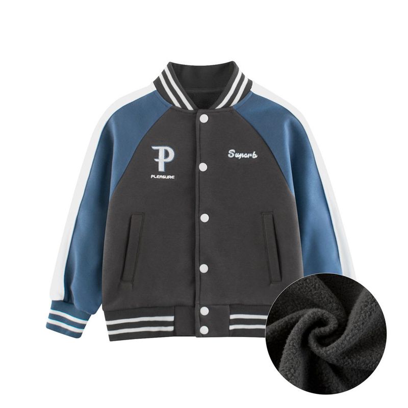 Brand Export Original 2026 Autumn and Winter New Children's Baseball Jacket, Unisex Sweatshirt with Fleece Lining for Older Children