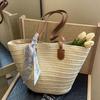 Sac de paille pour femme grande capacité nouveau sac de paille de plage de vacances tissé sac seau de banlieue panier à légumes sac fourre-tout