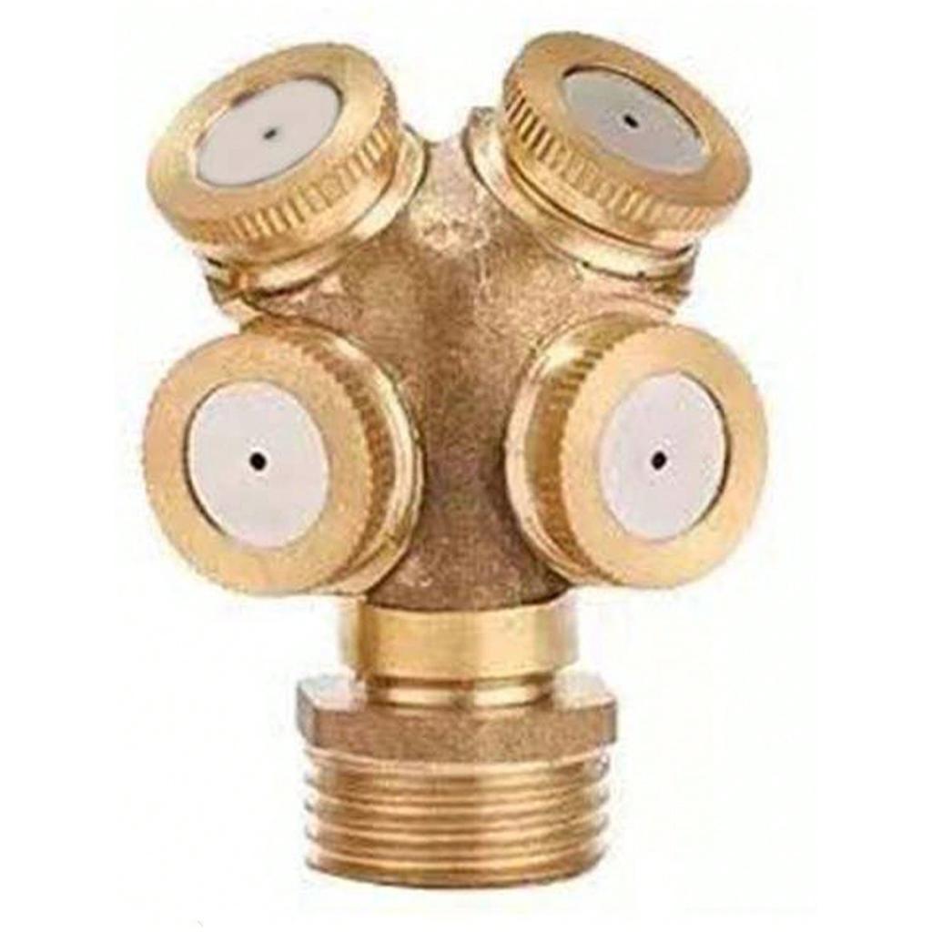 4 Hole Adjustable Brass Spray Misting Nozzle Garden Sprinklers Irrigation Fitting Jardim Home Watering Garden Tools