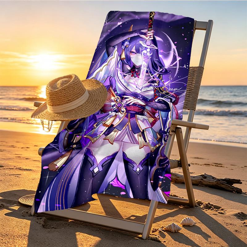 Genshin Impact Print Beach Towel Design, Soft, Lightweight. for Home Bathroom, Spa, Pool, Yoga, Surfing, Camping, Gift for Family, Friend