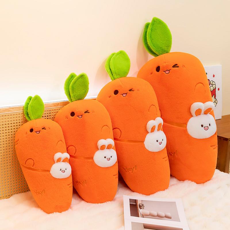Rabbit Carrot Plush With Long Strap Kids Sleeping Pillow Cuddly Home Decor