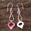 Natural Pink Tourmaline Gemstone 925 Sterling Silver Jewelry Hook Earrings2.50" EE-132-4
