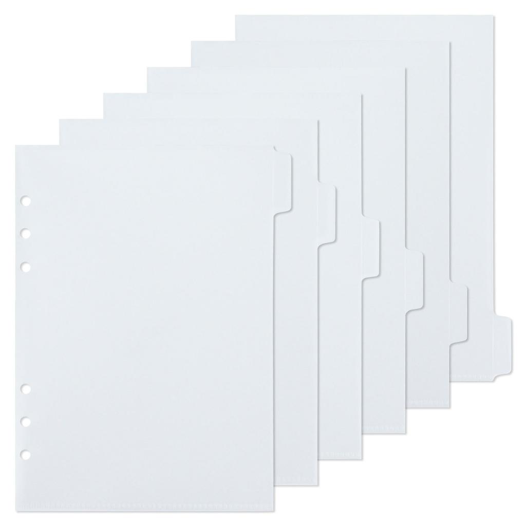 A5 6Pcs Binder Pockets Binder Zipper Folders for 6 Ring Notebook Divider Page Waterproof PVC Leaf Document Filing Bag