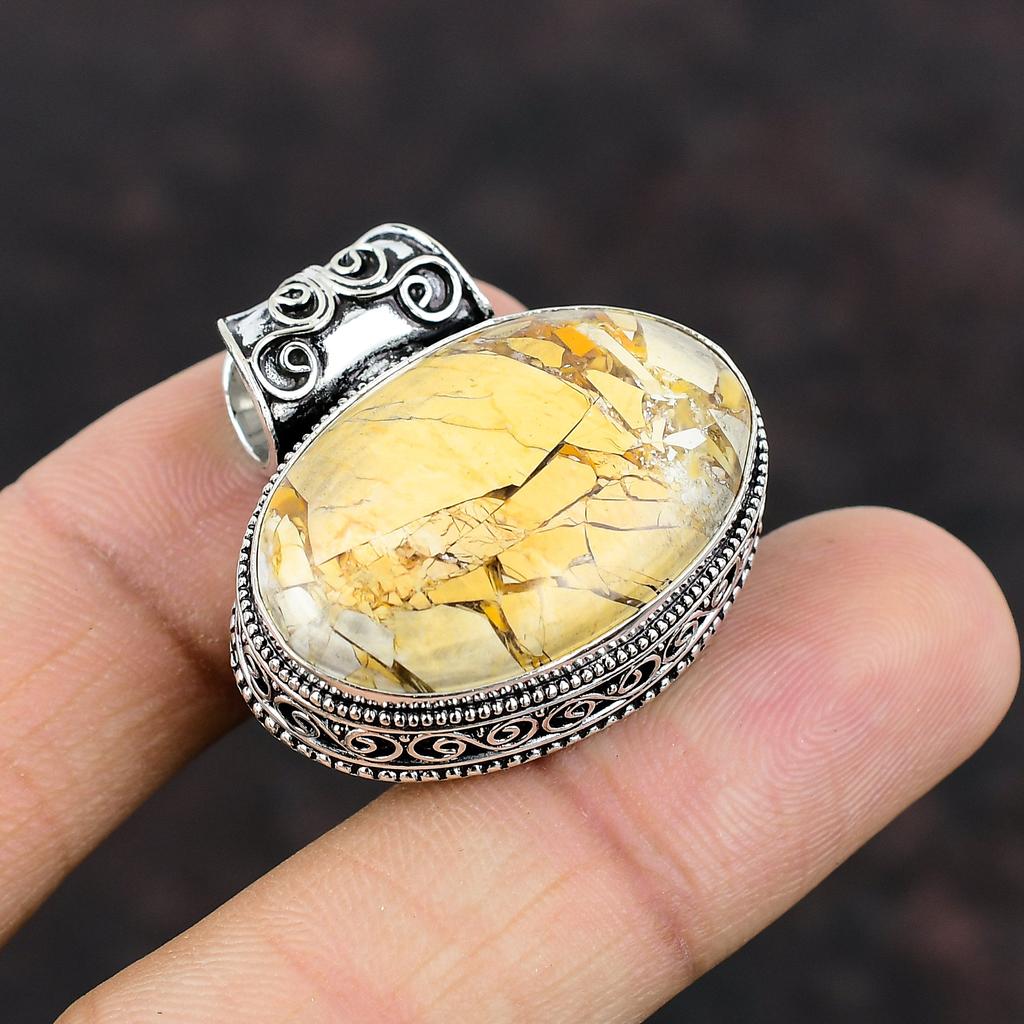 Brecciated Mookaite Pendant Natural Gemstone Pendant 925 Sterling Silver Pendant Handmade Latest Design Jewelry Vintage Pendant Gift For Mom