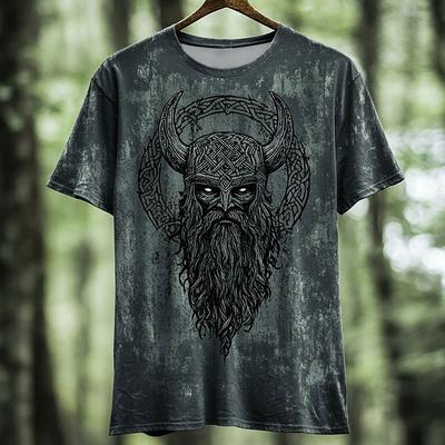Pánské Viking Tričko s Krátkým Rukávem Tričko 3D Potisk Kulatý Výstřih Košile Módní Každodenní Základní Street Ležérní Denní Červená Modrá Zelená