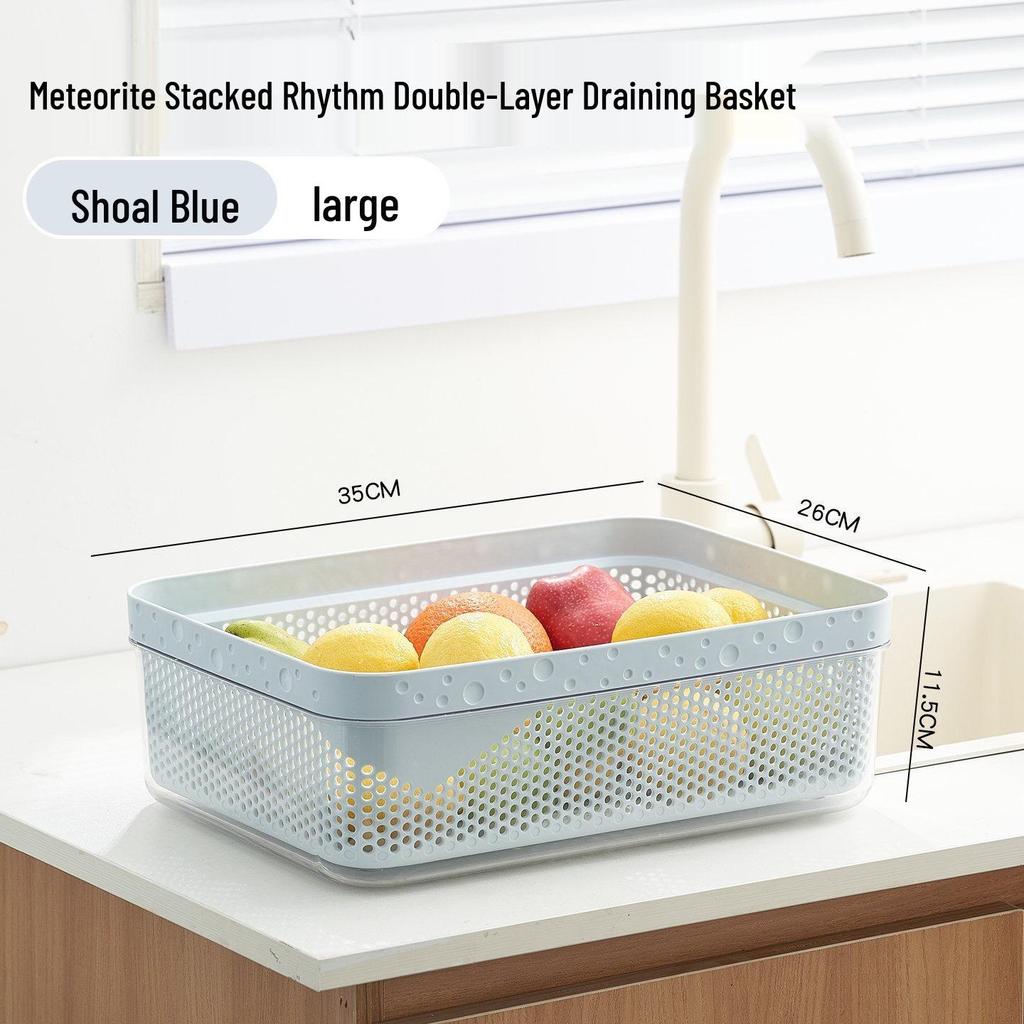 Double-Layer Kitchen Draining Basket: Multi-functional Sink Basin for Dishwashing & Vegetable Washing