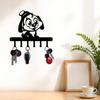 Metal Key Hanger Black Dog with Hat Wall Mounted Art Hook for Keys Coat Decorative Entryway Living Room
