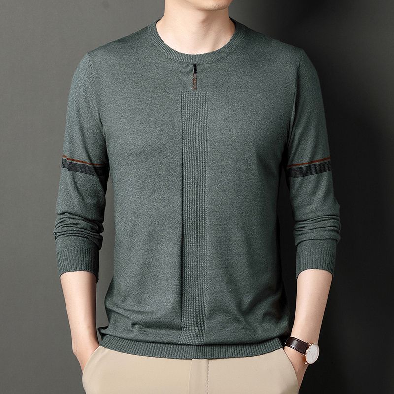 Streetwear Fashion Men Solid Slim Sweaters Spring Autumn Casual Male Clothes Long Sleeve Round Neck Knitted Bottoming Tops