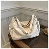 Trendy Urban Simple Large Tote Bag For Women Spacious Nylon Bucket Bag In Black White Grey Khaki