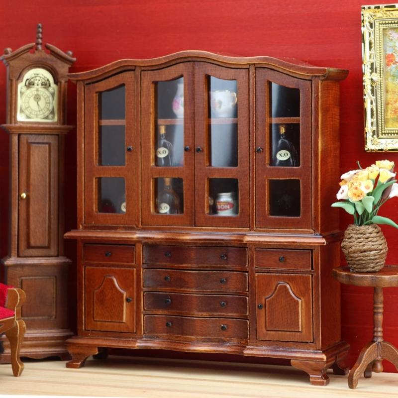 1/12 Scale Miniature Kitchen Cabinet for Dollhouses with Openable Doors and Drawer Realistic Dollhouses Scene Decoration