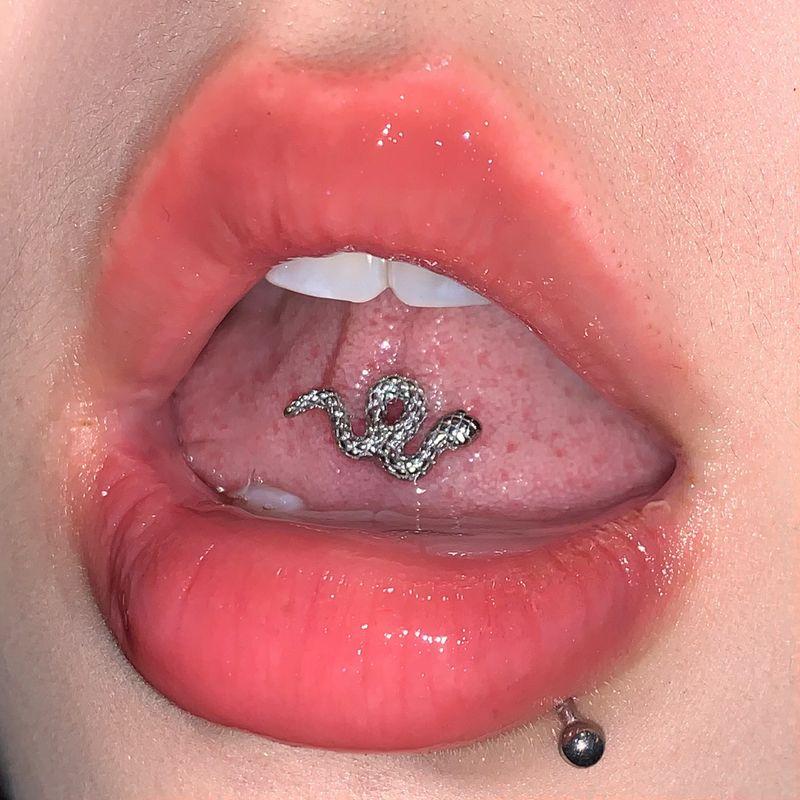 

Raccon Raccoon Photo Simulated Snakes Titanium Steel Tongue Pin Fashion Sexy Male Thread Punk Tongue Pin Piercing Jewelry Rod Length 8mm, Rod Thickness 1.6mm