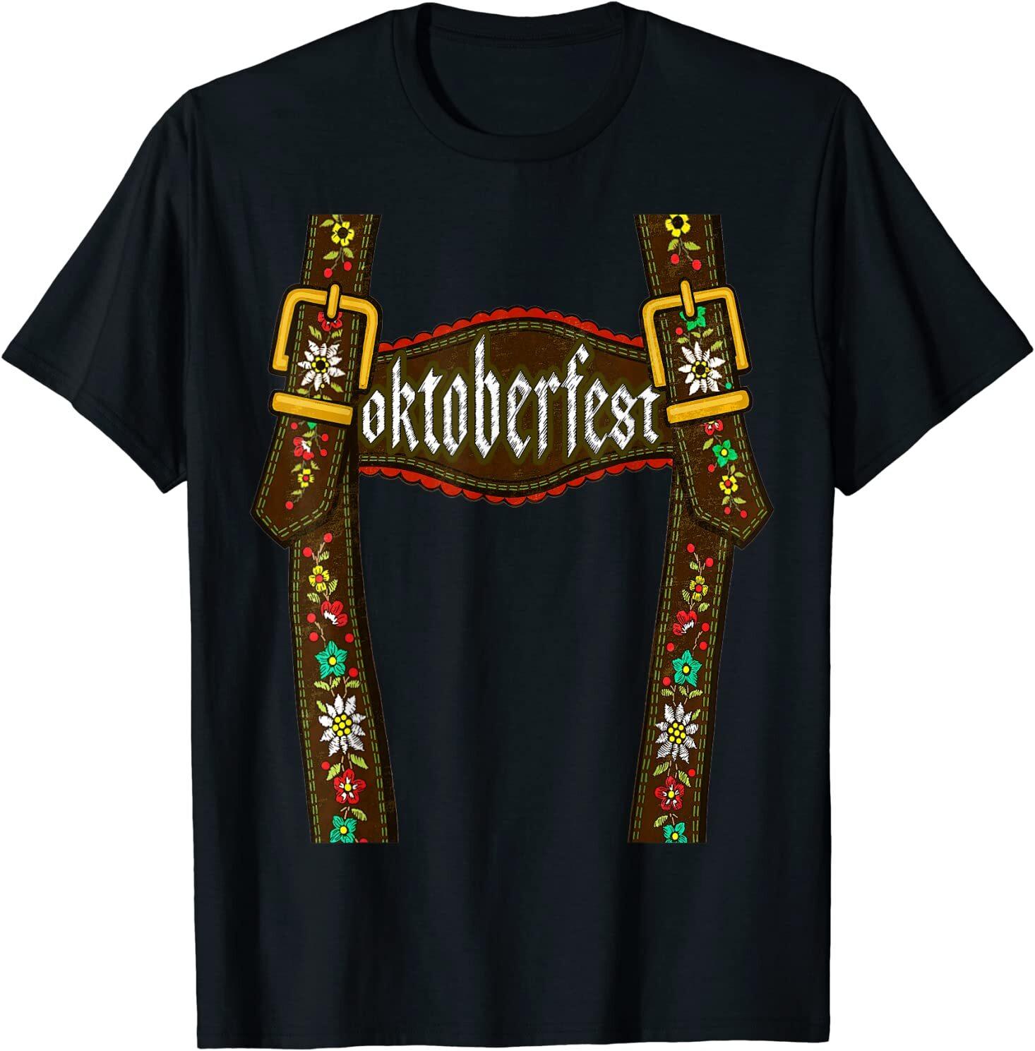 Lederhosen Suspenders Tee Oktoberfest Bavarian Munich Beer T-Shirt Size S-5XL XXXL