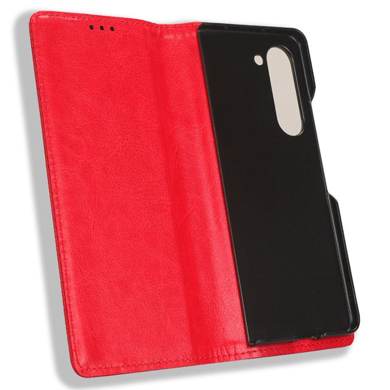 Etui ze skóry PU w stylu retro z podstawką na telefon dla Samsunga Galaxy Z Fold6 5G