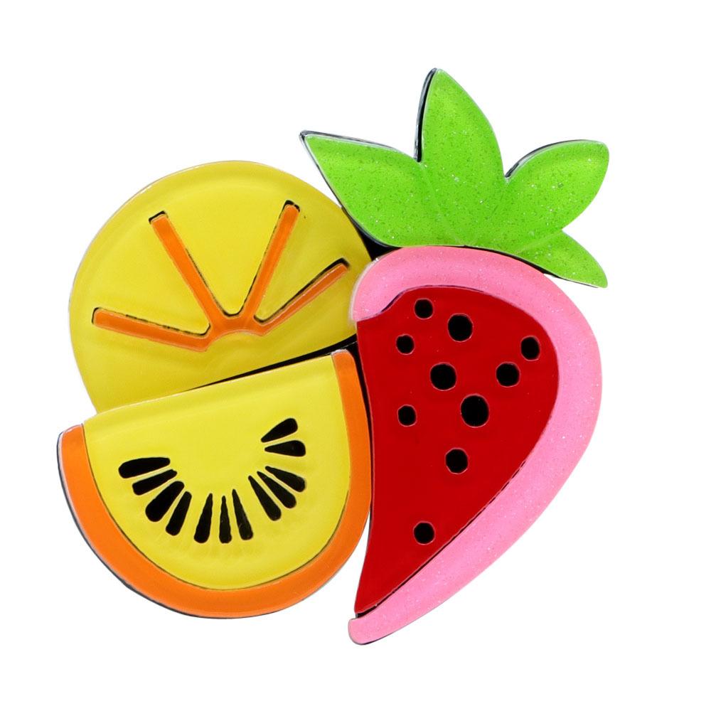Handmade Splicing Acrylic Sheet Strawberry Lemon Fruit Brooch