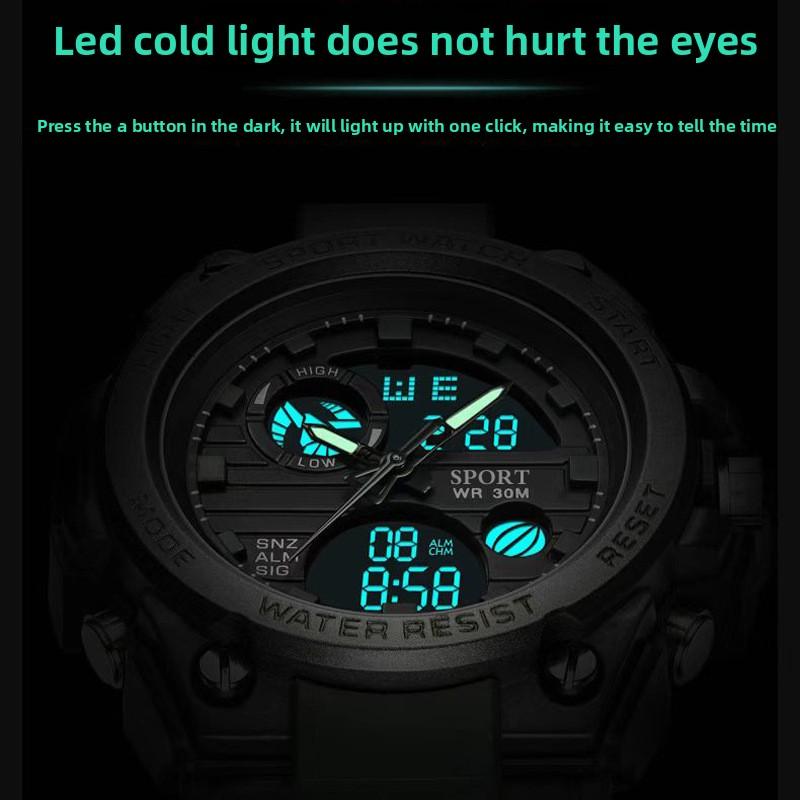 Electronic Watch Multifunctional Youth Outdoor Sports Luminous Student Quartz Dual Display
