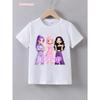 Summer Casual Kids Kpop T-Shirt Cute Anime Print Short Sleeve Anime Clothes Soft Cartton Tee Tops For Girls Daily Outdoor Wear