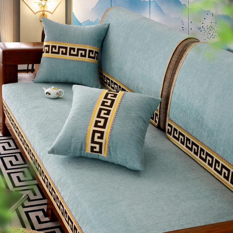New Chinese Style Solid Wood Sofa Cushion Four Seasons Universal Non-Slip Cushion Modern Sofa Cover