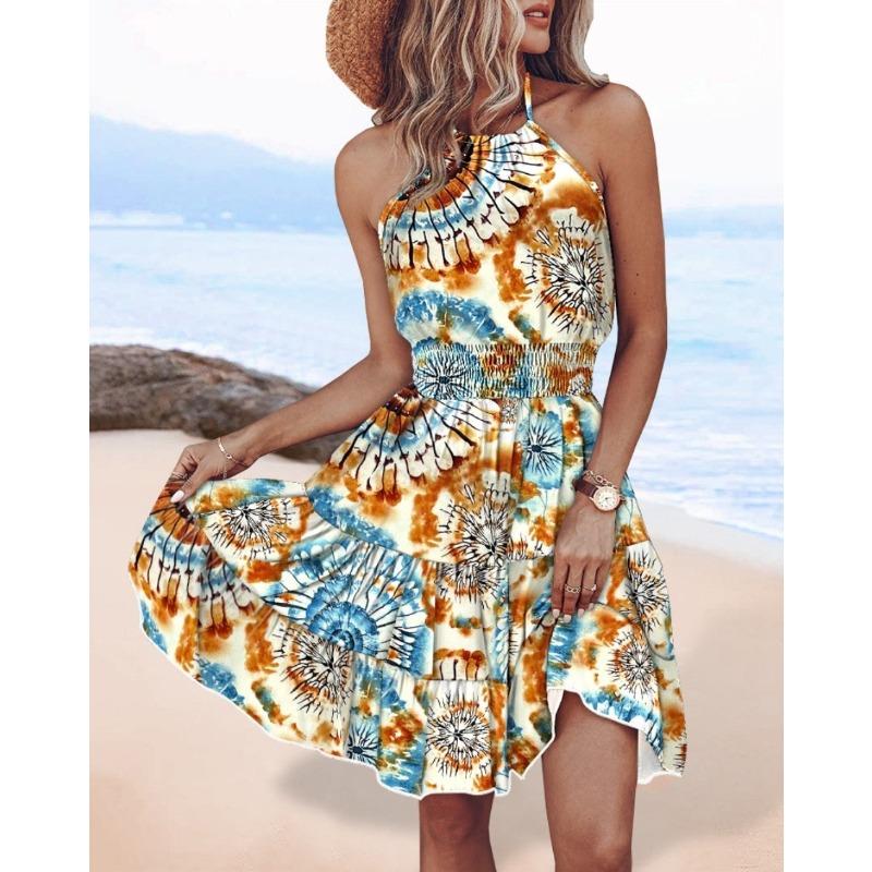 Wish summer fashion sexy off the shoulder neck women's dress women