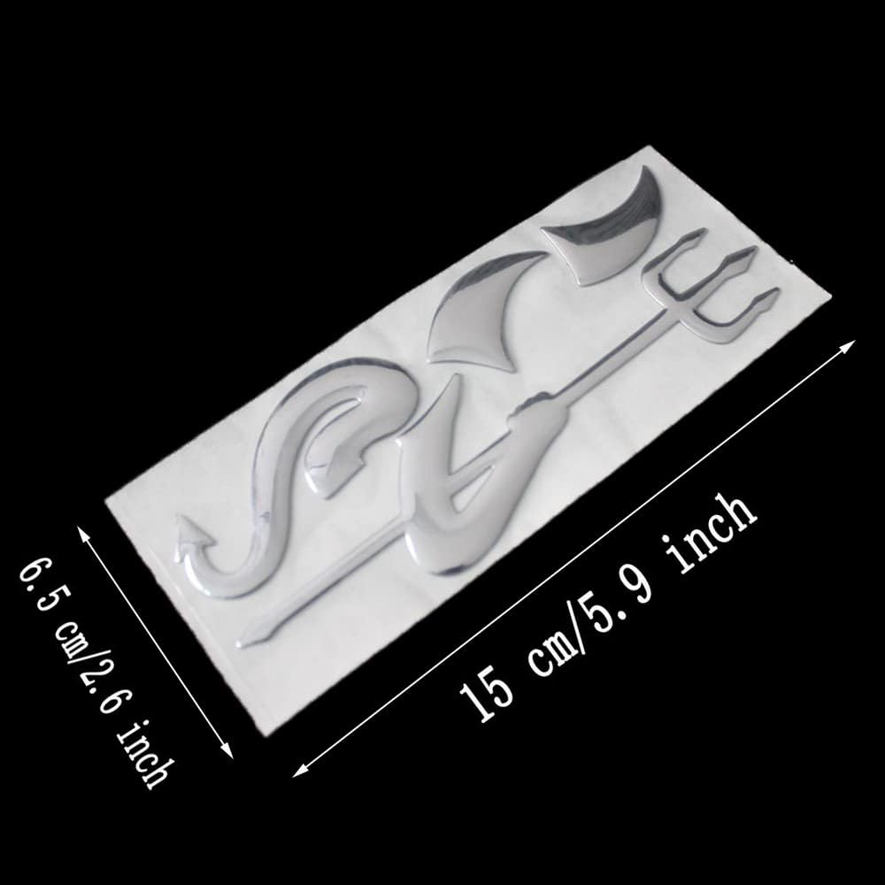 Kyonuza Car Sticker Car Tape Seal Devil Silver 3D