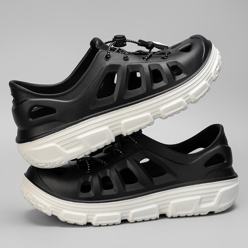 

2025 hole shoes men s summer platform sports all-inclusive sandals outside driving outdoor heightening hollow beach shoes 45 чёрный