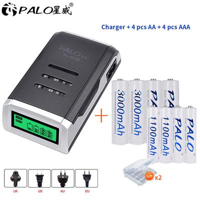 AAA Batteries LCD display battery Charger for AA 4 pcs AA 3000mah Battery