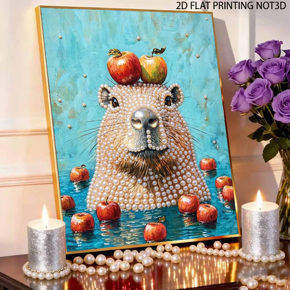 DIY Pearl Painting Canvas Cute Animal Design Shiny 3D Bead Art Kit Creative Leisure Craft for Living Room Wall Decor