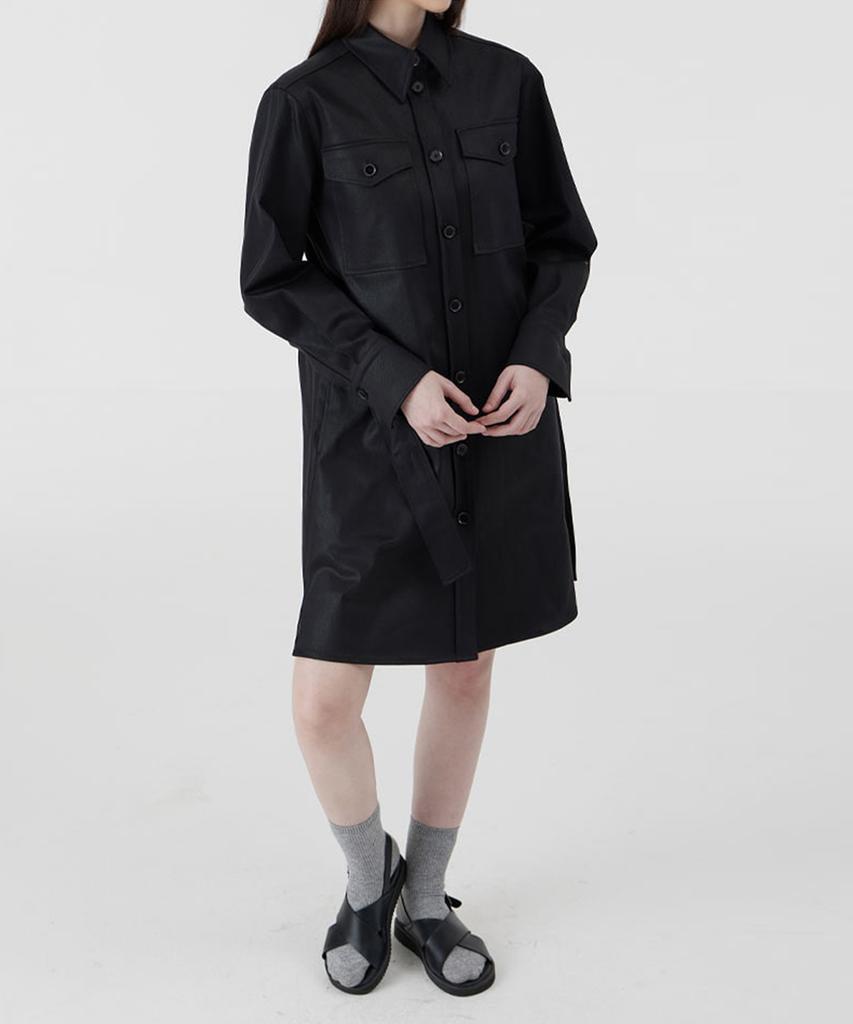Boyeon Coated Black Jeans Outerwear-Style Shirt Dress 025