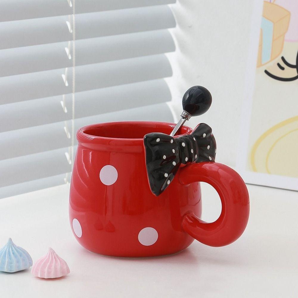 Heatproof Ceramic Mugs Bowknot Drink Cup Cute Coffee Cups Home