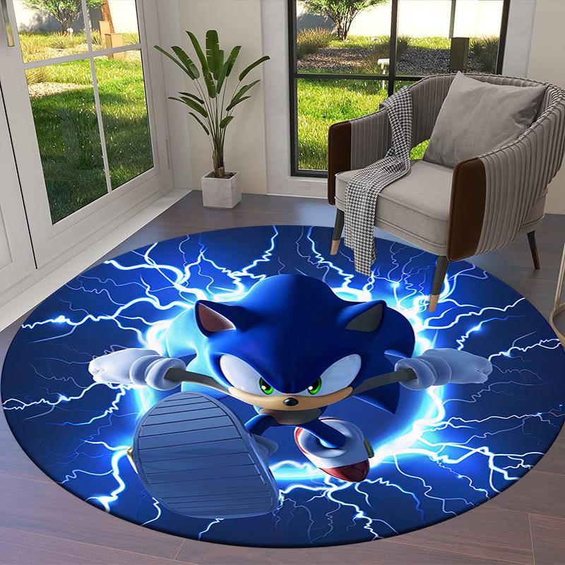 1pc Sonic the Hedgehog Lightning Speed Round carpet, Made of Polyester,Perfect for Decorating Office Chairs, Living Rooms, A Vibrant Decorative Rug