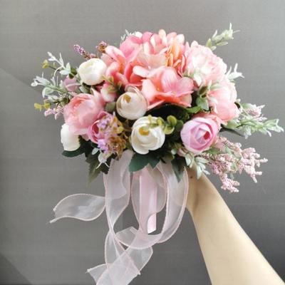 Hochzeitssträuße für die Braut, Brautjungfern, künstliche Rosen, Hortensien, Kamelien, Brautstrauß für rustikale, französische Vintage-Hochzeit, formelle Heimdekoration