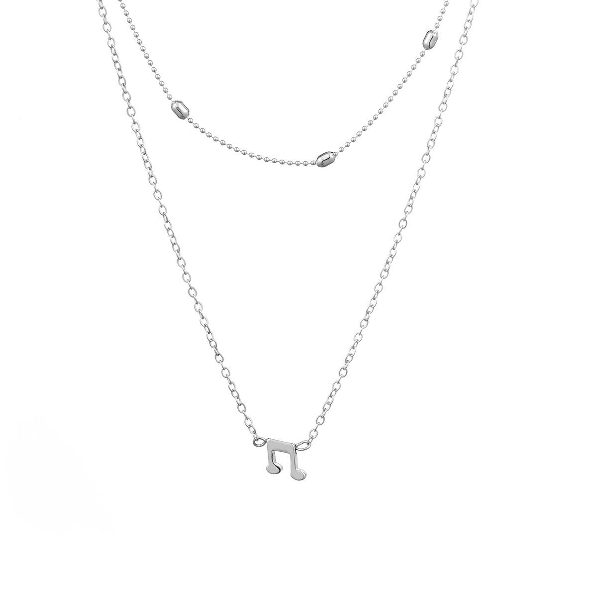 

Note Geometric Trendy Pendant Necklace Elegant Alloy Chain For Women Stylish Gift серебряный