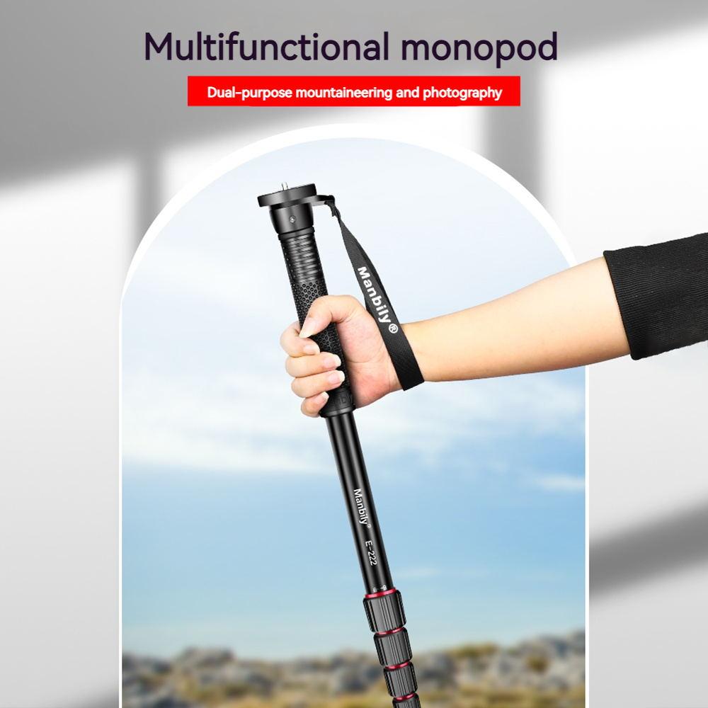 Manbily E 222 64.1 inch Camera Monopod Aluminum Alloy 5 Sections 5kg 11lbs Load Capacity with 1 4in to 3 8in Screw & 3