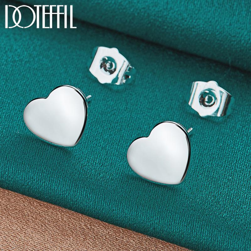 Pendientes de plata de ley 925 con forma de corazón, joyería de boda de moda